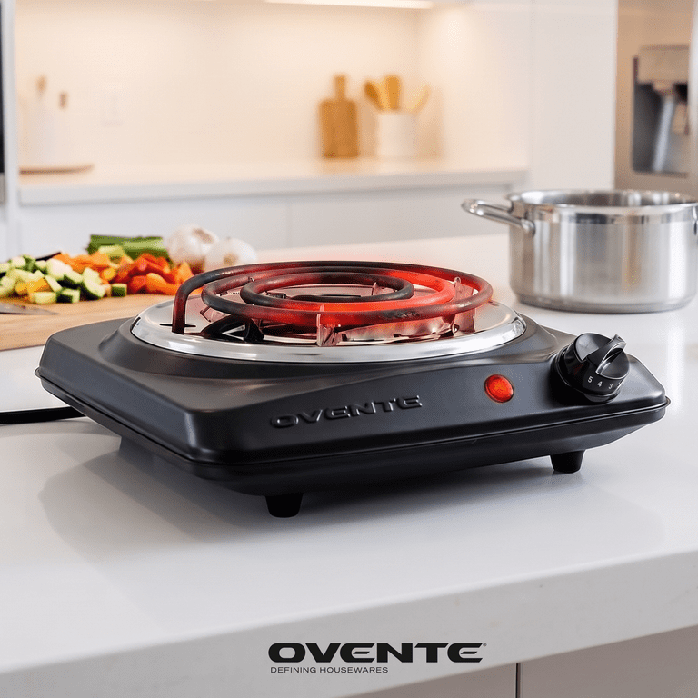 Ovente Electric Hot Plate, 1000W Single Burner, Black photo 3