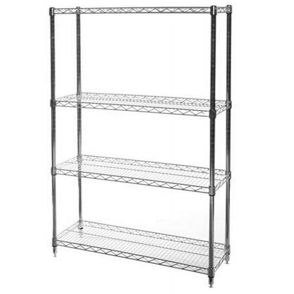Shelving Inc. 12" d x 36" w x 60" h - Chrome Wire Cart with 4 Tier Shelves, Weight Capacity 800lbs Per Shelf