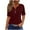 Wine, variant on AherBiu Tops for Women Button Deep Notch V Neck Short Sleeve Summer Casual Loose Basic Top Tees Tshirts