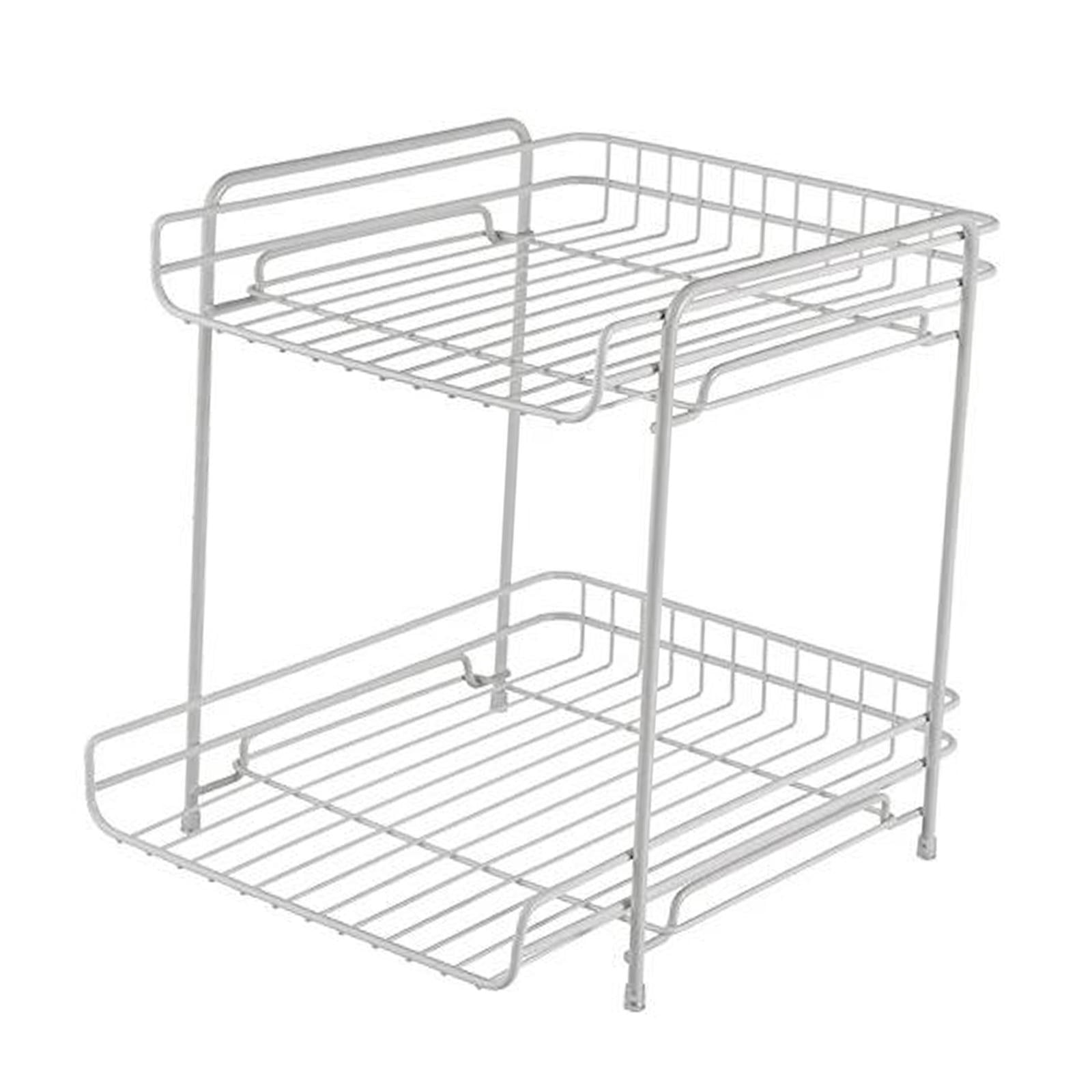 Fiocias Cabinet Organizer Spice Rack Display Shelf Mesh 2 Saving Multipurpose Under Sink White