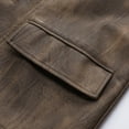 thumbnail image 3 of JUSLIO Mens Coats Casual Solid Fashion Motorcycle Turndown Collar Leather Winter Jacket Suit Coat(X-Large,Brown), 3 of 9