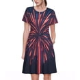 thumbnail image 1 of Vsdgher Feux d'Artifice3 pour Femmes Été 2025 Robes Midi Décontractées Légères Manches Courtes Col Rond Robe de Plage, 1 of 6