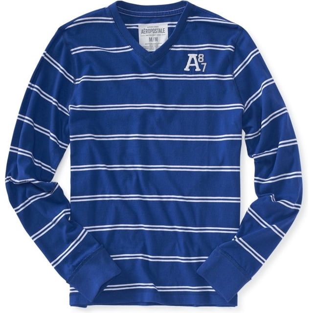 Camiseta gráfica Aeropostale con cuello en V para hombre azul mediana