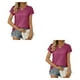 thumbnail image 2 of Camiseta de Manga Corta Plisada para Mujer Sonducket Color Sólido Cuello en V, 2 of 6