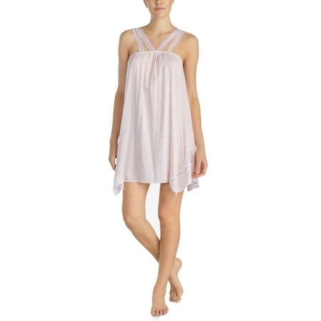 Betsey Johnson Lace-Strap Asymmetrical-Hem Chemise Pink Ivory X-Small