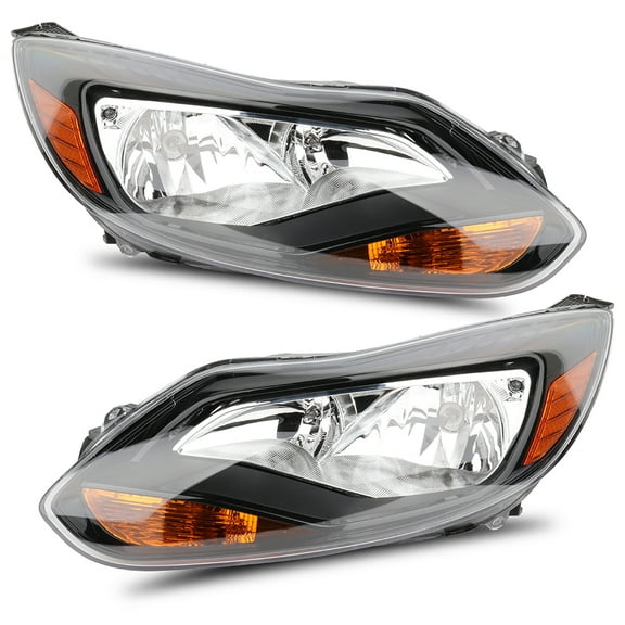 AUTOMUTO Headlight Assembly Black Housing Amber Reflector Clear Lens for Ford Focus 2012-2014 FO2502298 FO2503298 114-01405BL BM5Z1300