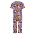 thumbnail image 5 of Women's Halloween Loungewear Set Short Sleeve V Neck Top and Cropped Pants with Pockets Ghost Pumpkin Print Breathable Soft Pajama Set for Home Outdoor Purple Pink S, 5 of 6