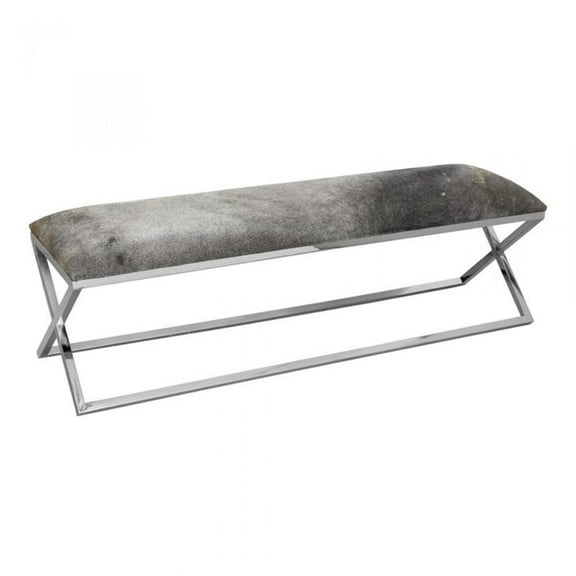 Moe's Home Collection Rossi 18.5" Contemporary Leather Bench in Gray