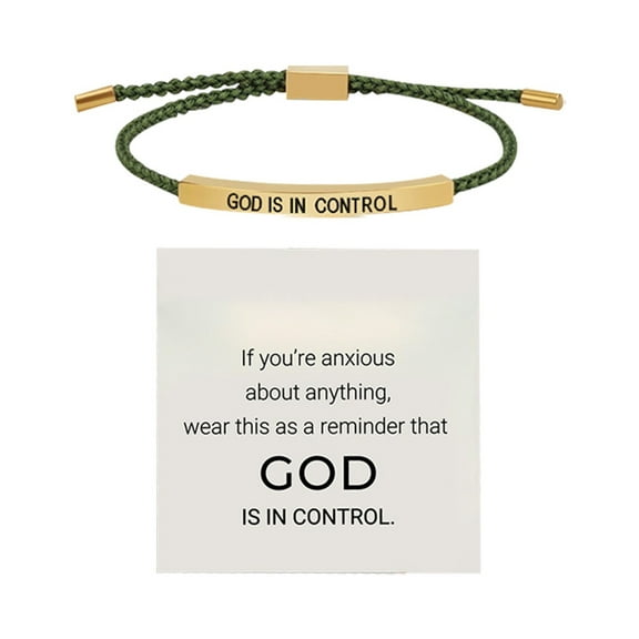 God Is In Control Bracelet Inspirational Stainless Steel Adjustable Braided Motivational Jewelry for Women Men Unisex