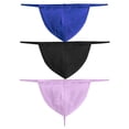 thumbnail image 2 of TANBOM Men's Nylon Thin Waistband Low Rise Thong Underwear, Blue/Black/Purple, 3-Pack, 3XL, 2 of 6