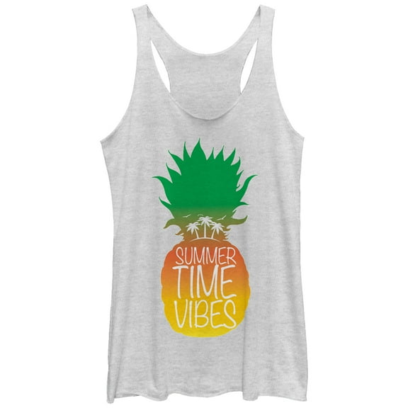 Women's Lost Gods Summertime Vibes Pineapple  Racerback Tank Top White Heather Small