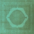 thumbnail image 1 of Ahgly Company Indoor Square Medallion Turquoise Blue French Area Rugs, 6' Square, 1 of 4