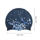 thumbnail image 4 of Gorro de natación impermeable de silicona con estampado floral, 1 pieza, azul marino y blanco, 4 of 5