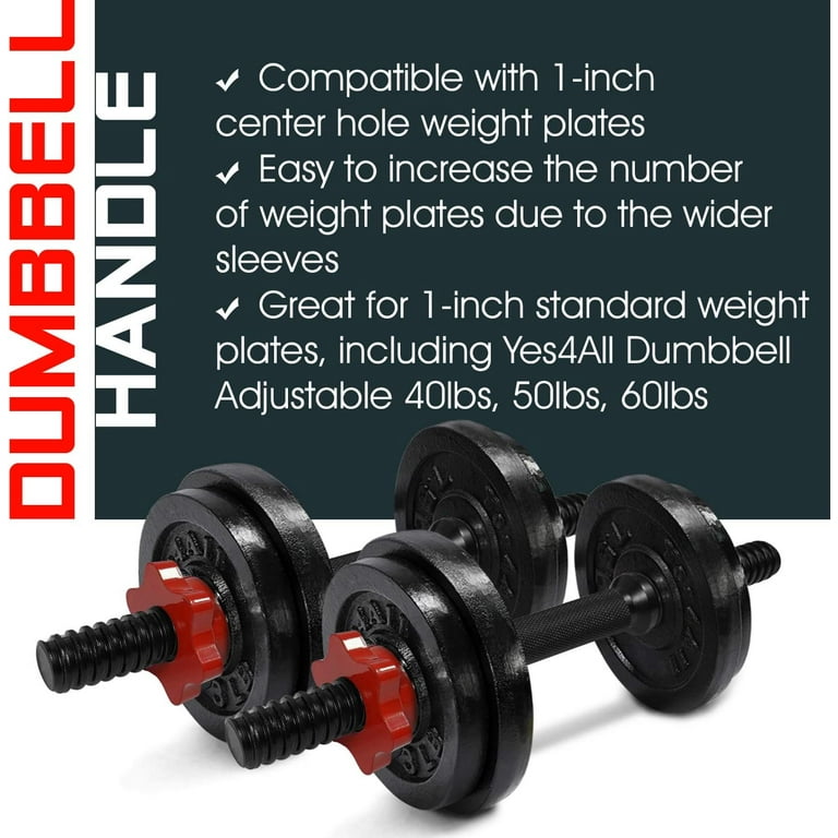 Yes4All Adjustable 1 inch Dumbbell Bars for Standard Workout Dumbbell Handles Black Pair Walmart