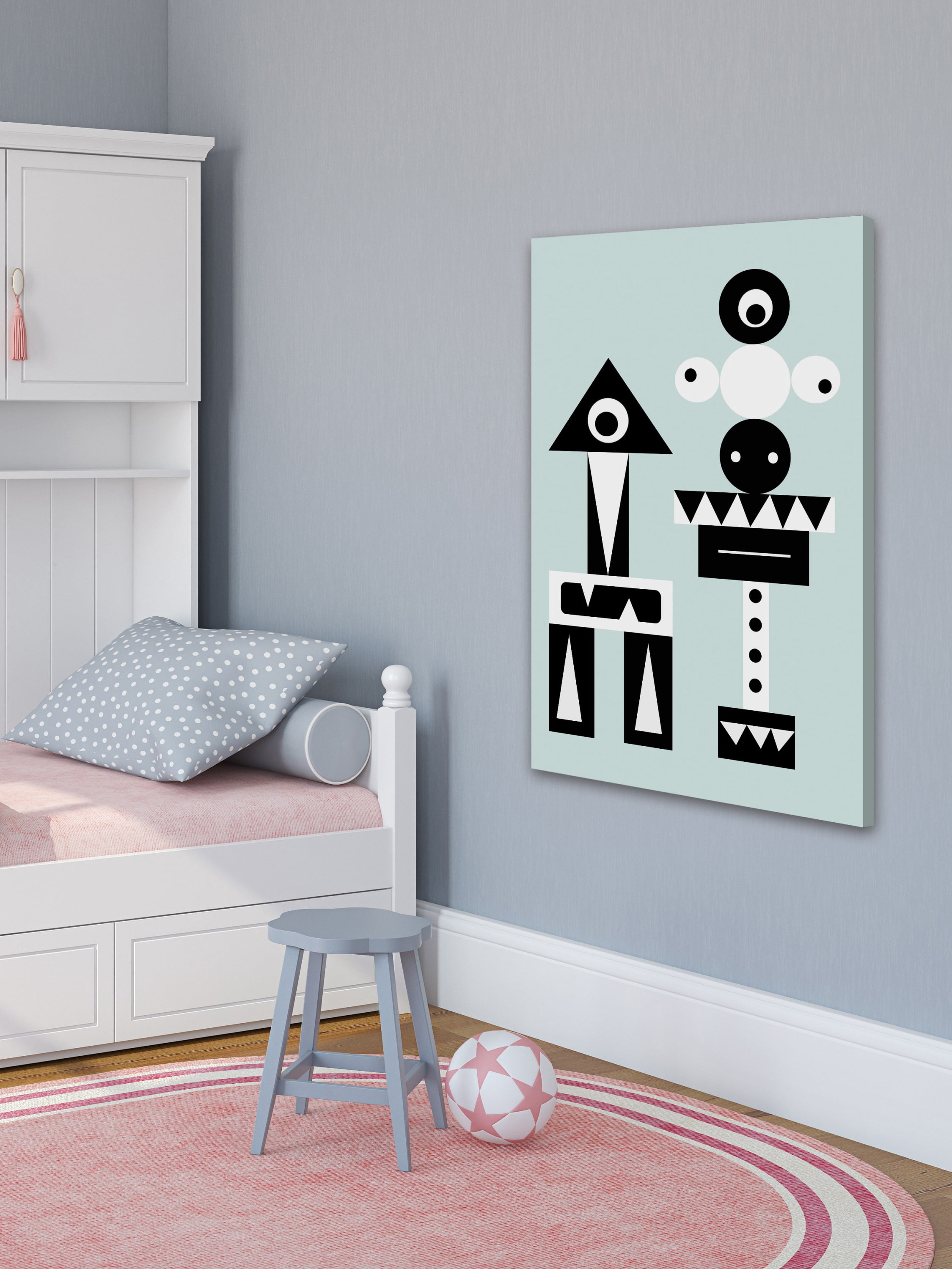 "One-Eyed Robots" Painting Print on Wrapped Canvas