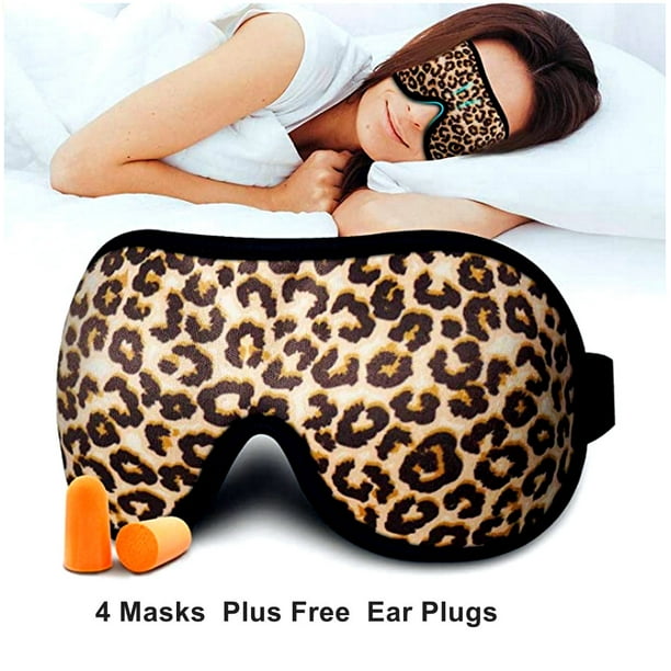 Sleep Mask for Your Eyes 4 Leopard Print Contoured Unisex Blindfold for