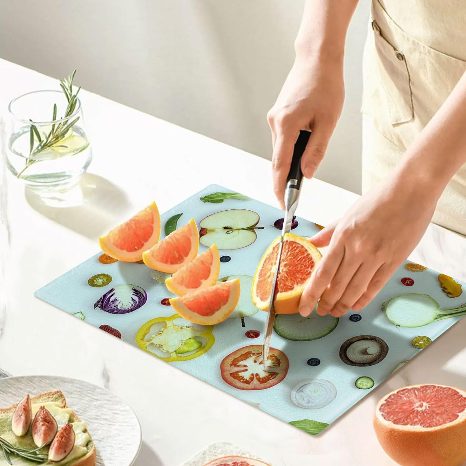 4Pcs Sublimation Glass Cutting Boards Rectangle Tempered Glass Cutting Blanks for Heat Press Printing Kitchen Vegetable Mixed Color 4pcs