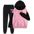 thumbnail image 2 of GBSYEWXS Outfit Set For Child Girls Comfortable Bow Print Long Sleeve Sweatshirt Pant Crew Neck Daily Wear Pink Clothing Sets Size 6-7 Years, 2 of 4