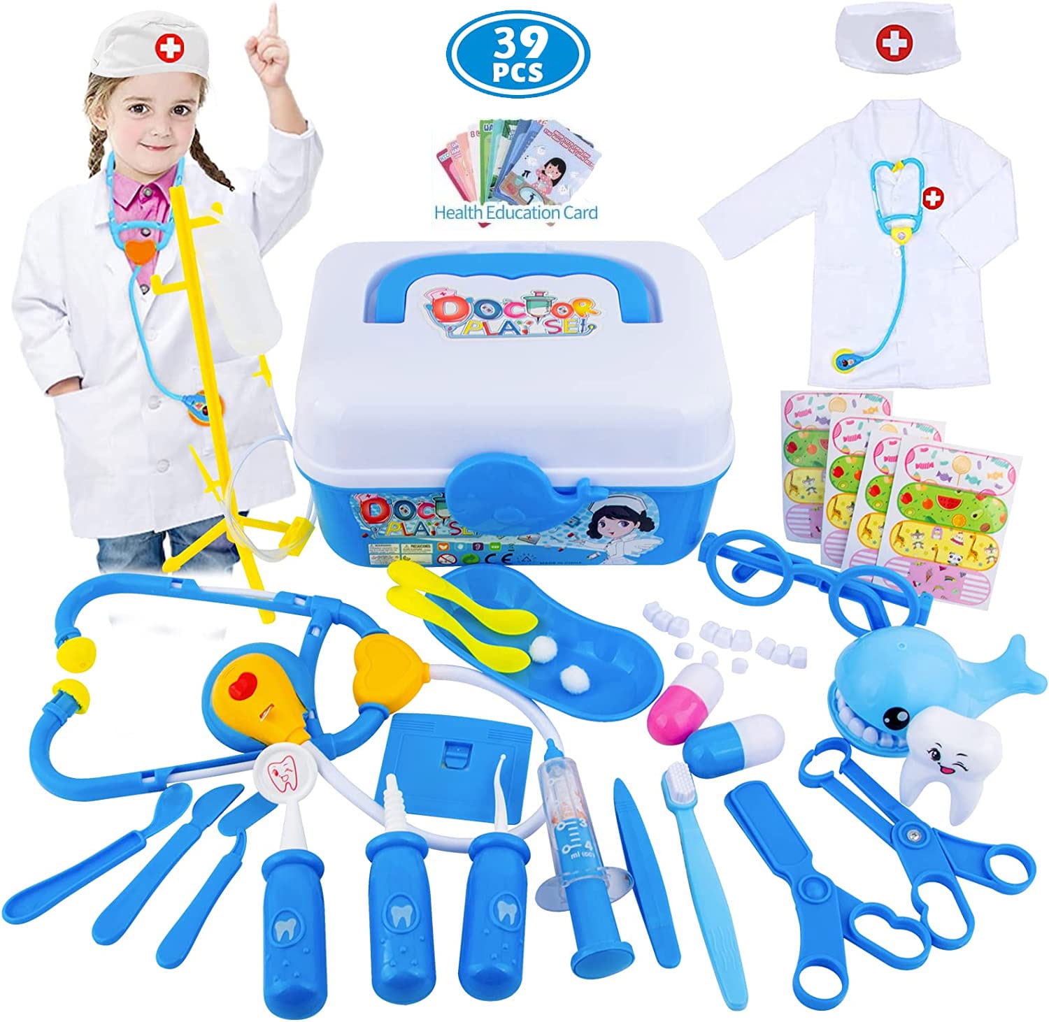 TABGIME Toy Doctor Kit for Kids Girls Boys, Reusable Medical Kits