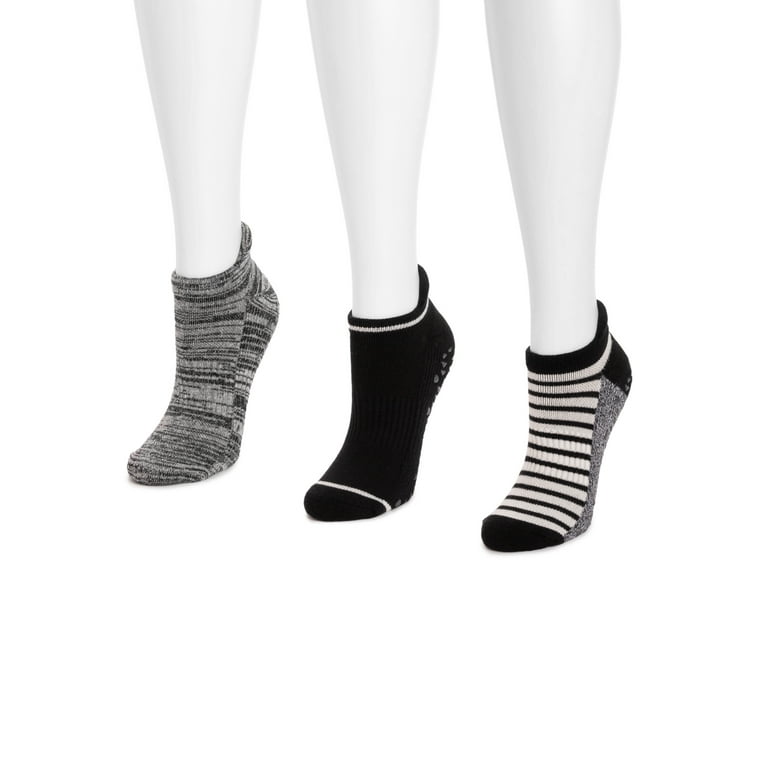 MUK LUKS Women's Studio Ankle Socks, 3-Pack, Shoe Size 6-10