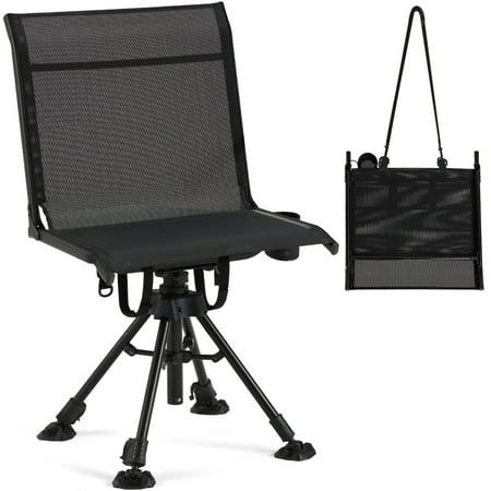 Danrelax 360° Silent Swivel Hunting Blind Chair No-Armrest Design Mesh Back Cup Holder