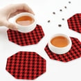 thumbnail image 7 of Lsque Retro red and Black Houndstooth Pattern 4" Drink Coasters Set of 6, Leather Absorbent Coasters, Table Coaster Set Decorative Coffee Cup Coasters Housewarming Gift,Octagon, 7 of 7