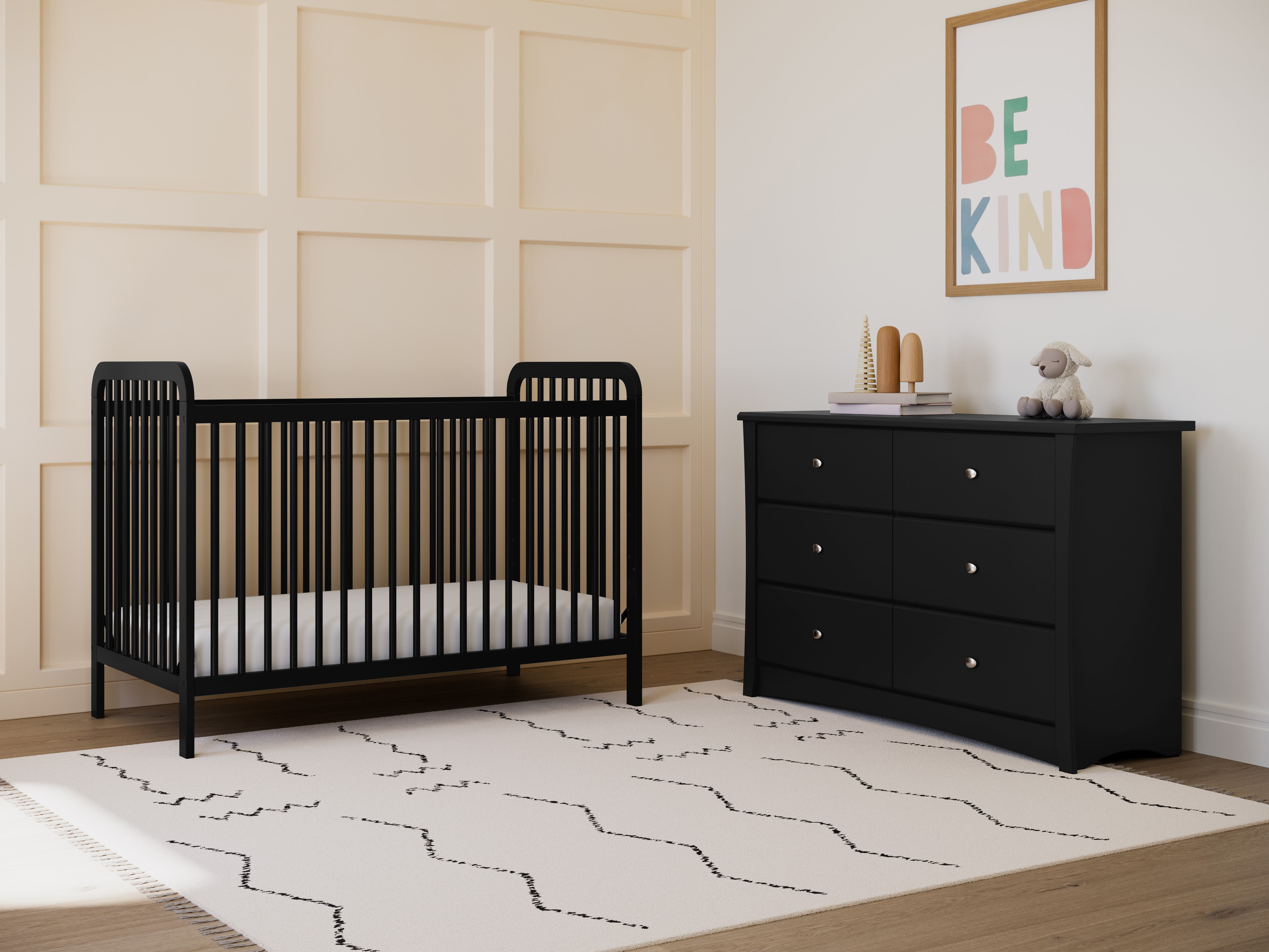 Storkcraft Pasadena 3-in-1 Convertible Crib – GREENGUARD Gold Certified, 100% Solid Wood, Fits Standard Crib Mattress, Converts to Toddler Bed and Daybed, 4 Mattress Heights , Black