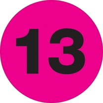 Tape Logic Number Labels "13" 2" Circle Fluorescent Pink 500/Roll DL6783