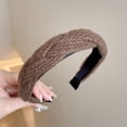 thumbnail image 1 of Diadema marrón de otoño e invierno para mujer, paquete de cabello con calavera alta, banda para el cabello a presión superior que combina con el tocado de horquilla para viajes al aire libre, 1 of 5