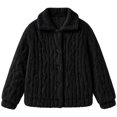 thumbnail image 4 of Cethrio Girls Fleece Jacket, Long Sleeve Warm Collared Button Front Winter Outerwear Size 13-14 Years Black, 4 of 6