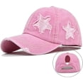 thumbnail image 2 of Washed Scratch Frayed Baseball Cap Retro Adjustable with Five-Pointed Stars for Men Women Trucker Cap Unisex, 2 of 5