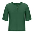 thumbnail image 5 of Karight Linen Tops for Women 3/4 Sleeve Crew Neck Cotton Shirts Casual Jacquard Boho Blouse, 5 of 9