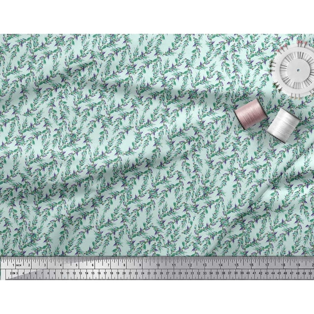 Soimoi Moss Georgette Fabric Berries Leaves Print Fabric by The Yard 42 Inch Wide