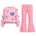 thumbnail image 2 of Kezqiaxn Lounge Sets for Girls 2 Piece Outfit Long Sleeve Printed Bowknot Casual Sweatshirts and Pants Winter Girls Sweatsuit Size 5-15, 2 of 9