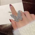 thumbnail image 1 of Anillo de mariposa grande Shaofei brillante de circonita cúbica ajustable joyería de mariposa Regalo de cumpleaños Navidad Halloween para mujer, 1 of 5