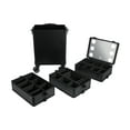 thumbnail image 2 of Ktaxon 4 in 1 Professional Rolling Makeup Train Case, Travel Trolley Storage Cosmetic Organizer with LED Bulb and Mirror, Black, 2 of 10