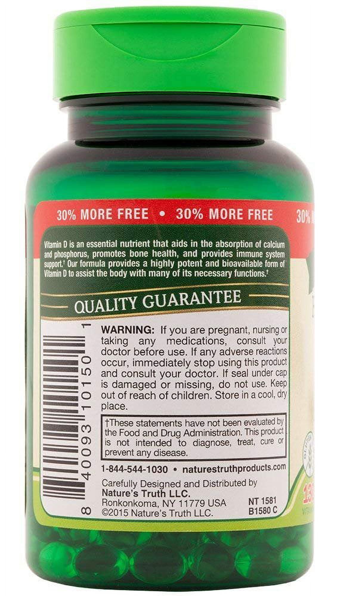 Natures Truth High Potency Vitamin D3 1000 IU Softgels 130