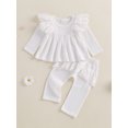 thumbnail image 2 of GXFC Infant Baby Girl 2Pcs Solid Basic Outfits 0-18M Newborn Lace Ruffled Pullovers Long Sleeve T-Shirts Crew Neck Tops with Elastic Waist Long Pants rls Fashion Cute Casual Fall Clothes Set, 2 of 8