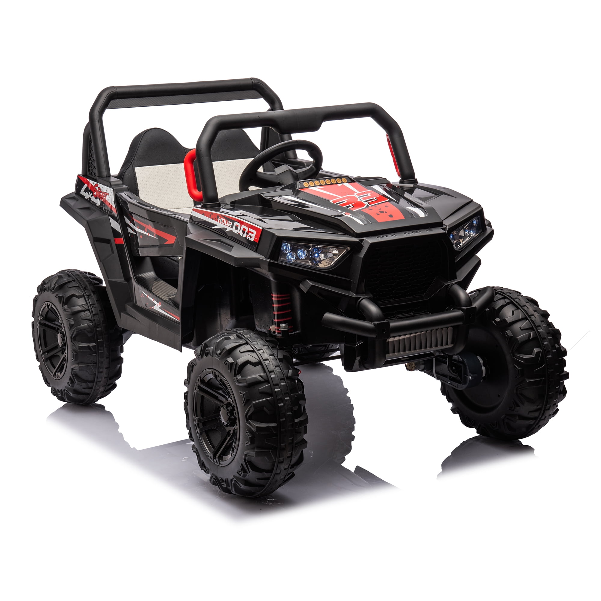 CIPACHO 12V Powered Ride Ons for Kids, 4 Wheel Drive Electric Buggy Car with 2.4G R/C, Seat Belt Four Wheel Absorber, Black