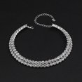 thumbnail image 6 of SmartBy 3 Pcs/Set Women Jewelry Set Rhinestone Double-layered Floral Decor Necklace Earrings Bracelet Set Adjustable Length Bride Wedding Jewelry for Prom Banquet, 6 of 6