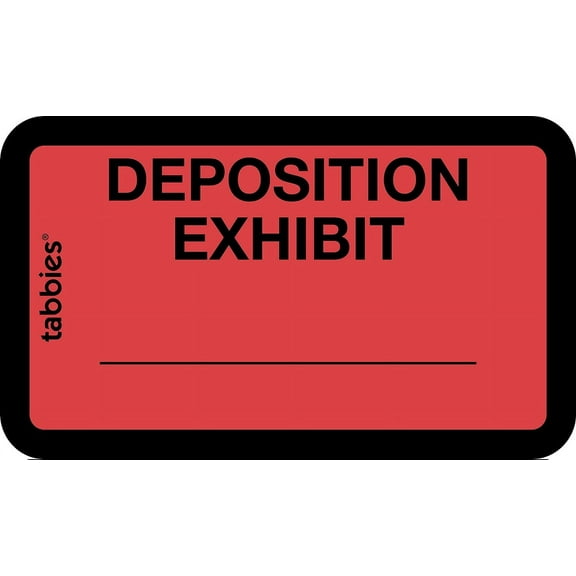 Tabbies Legal Exhibit Labels, Label: 1-5/8"W x 1"H, Sheet: 5-1/4"W x 3-1/4"H, Red, Deposition Exhibit" 252 Labels/Pack (58095)