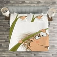 thumbnail image 3 of Ambesonne Hedgehog Quilted Bedspread Set 3 Pcs, Small Hadgehog, King Size, Tan Brown Green, 3 of 3