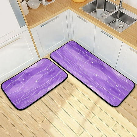 

Kitchen Rug Set 2 Pieces Non Slip Kitchen Mat for Kitchen Home Floor Sink 47 x19 +27 x19 Abstract Purple Watercolor Background
