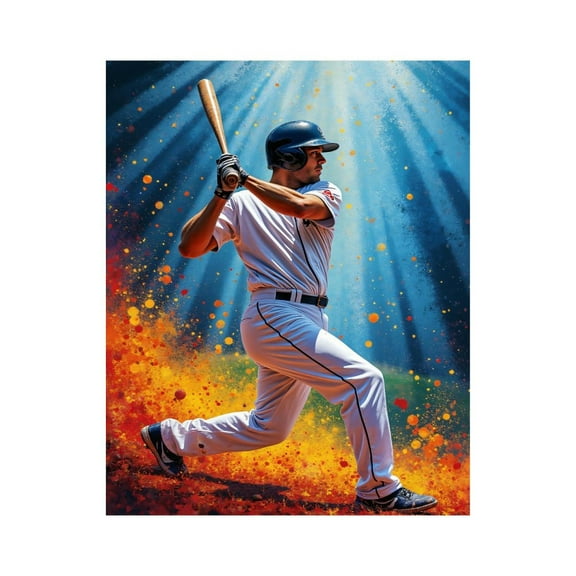 Paint by Numbers Kit for Adults, Baseball Player Splendid Action Scene Paint by Numbers, Easy Paint by Numbers Kit for Adults Beginner, DIY Adult Paint by Number Kits on Canvas, Home Decor