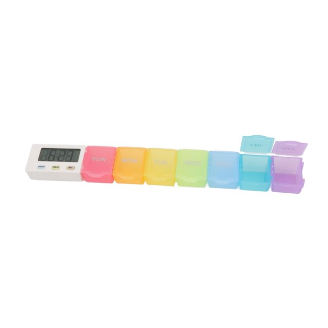 Portable Tablet Box, Large Capacity Detachable Alarm Reminder Clear Marking Hygienic Electronic Medicine Box With Timer For Home 7 Grids,4 Grids