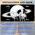 thumbnail image 3 of 1 Pcs 2D Flat License Plate Covers & Frames, Skull Planet with Saturn For Decorative Front, Waterproof For Decoration Aluminum License Plate Covers & Frames Cover For Men Women, 12" X 6", 3 of 7
