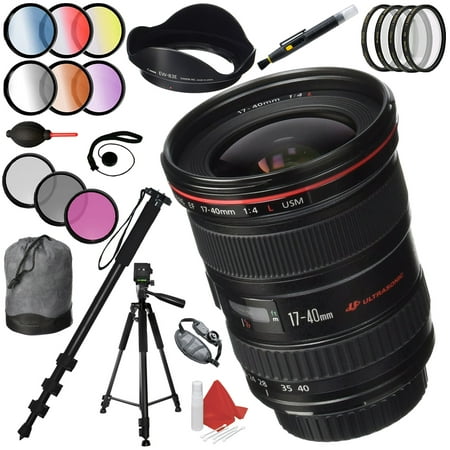 Canon EF 17-40mm F/4 L USM Lens with 77mm Filter Sets Plus Pro Monopod and Accessories