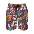 LAKIMCT Mens Swim Trunks Breathable Quick Dry Sugar Skull Beach Shorts