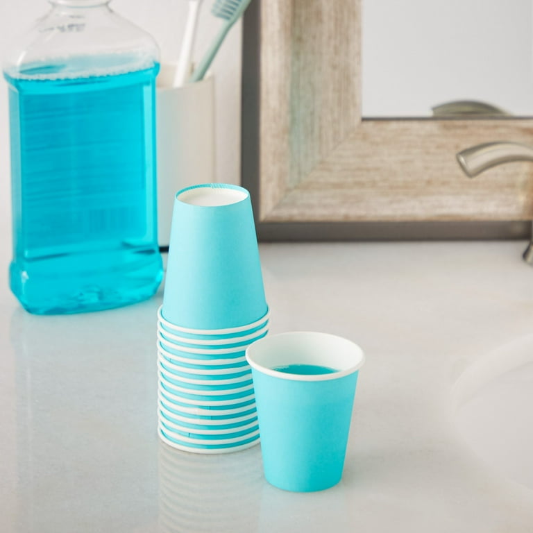 Stockroom Plus Small Paper Cups for Bathroom, 3oz Disposable Mouthwash Cups Bulk (Blue, 600 Pack)