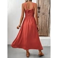 thumbnail image 2 of Women's V Neck Wide Strap Midi Cami Dress with Tied Ruched Look 100% Polyester Lightweight Easy Care Everyday Wear, 2 of 9